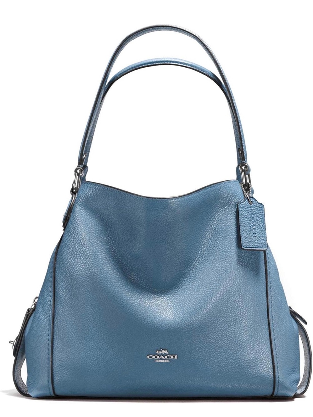 Coach Blue Pebbled Leather Shoulder Bag
